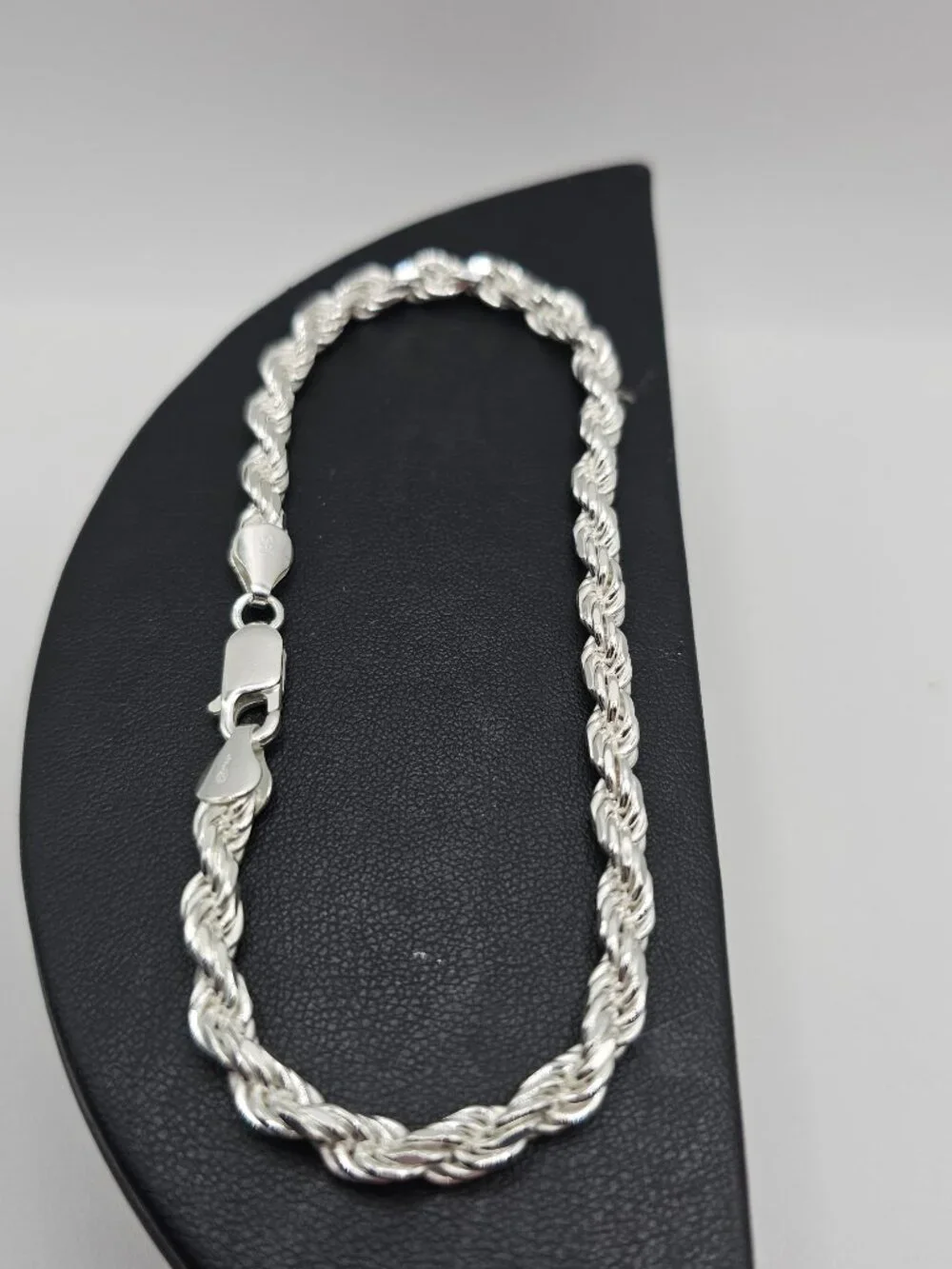Sterling Silver 925 High Polished Diamond Cut Rope Bracelet 9 inches 5mm
